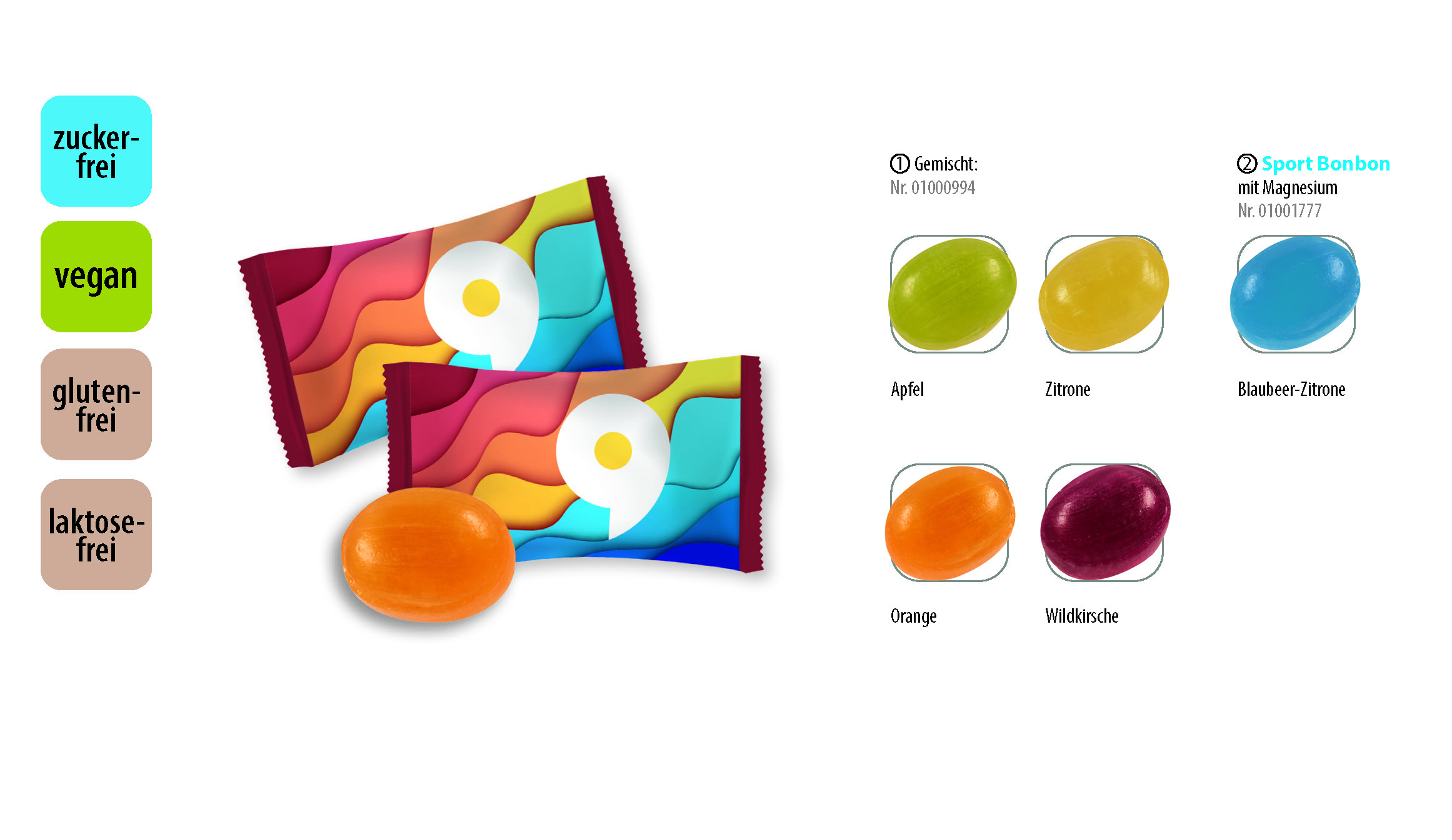 Bonbon zuckerfrei vegan Flowpack