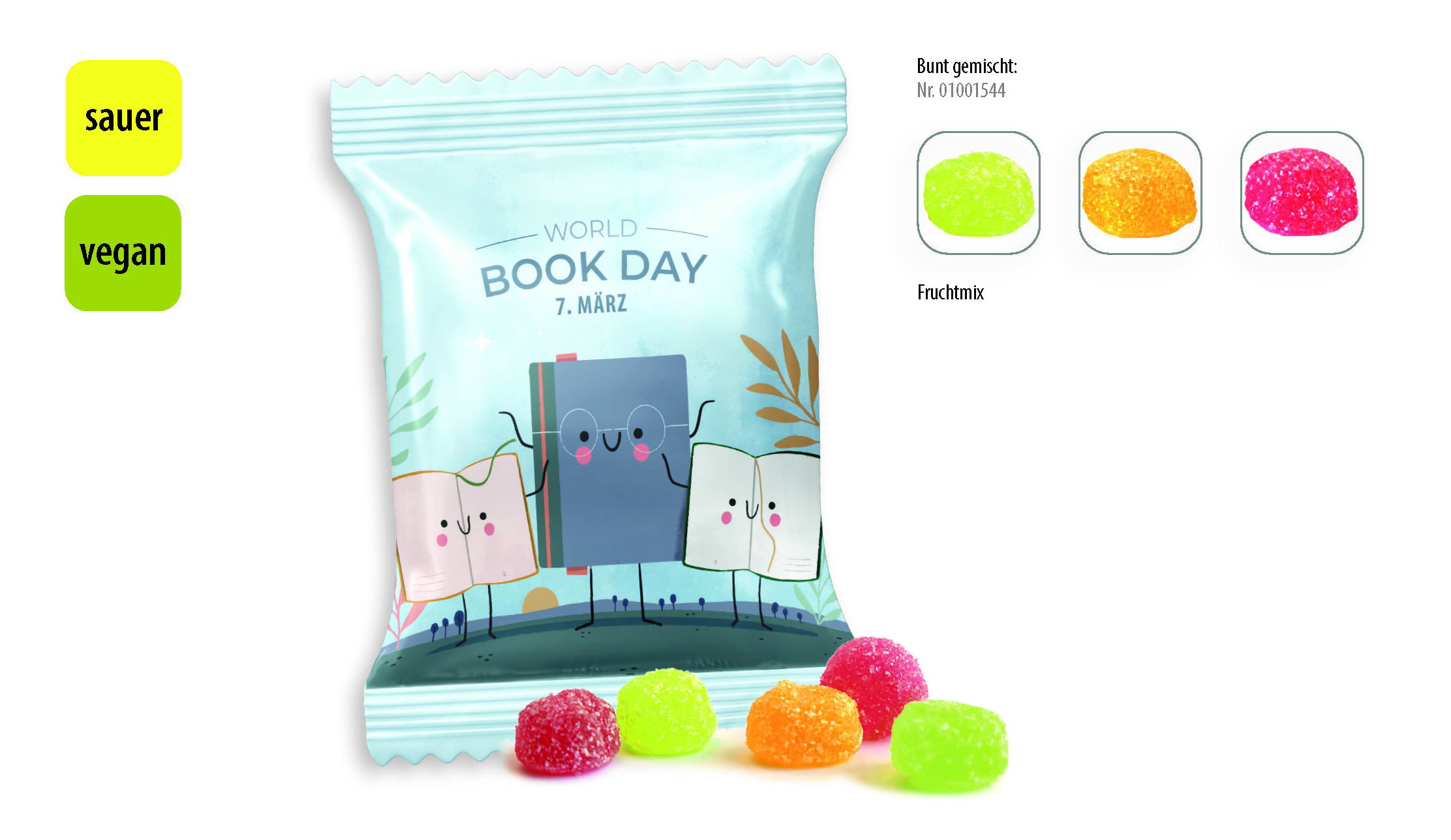 Saure Fruchtsaftberries vegan Werbetüte