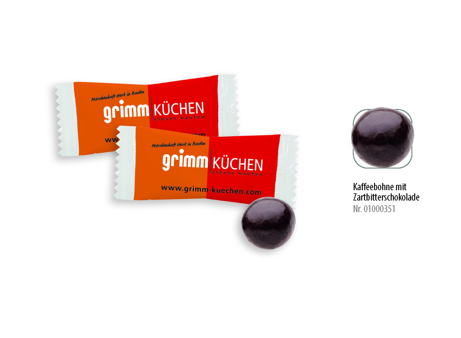 Schoko-Kaffeebohne im Flowpack